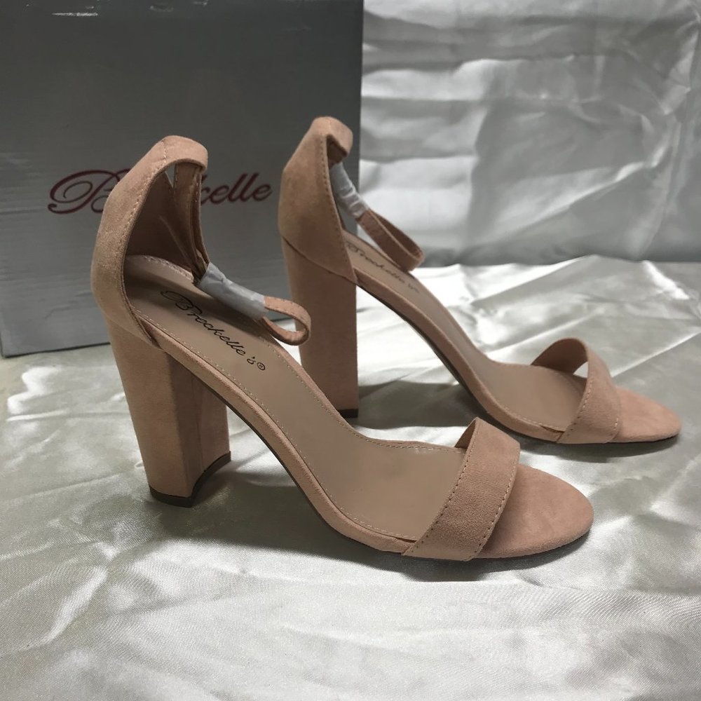 Breckelle's Suede Open Toe Ankle Strap Heel